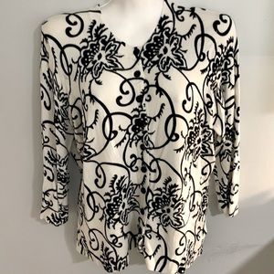 Black white women’s button front cardigan XL business cozy sweater comfortable